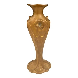 VINTAGE ART NOUVEAU FLORAL GILT BRONZE VASE MARKED J B SIGNIFIES THE BEST - Picture 1 of 7