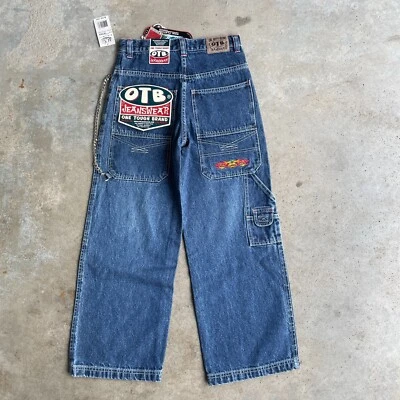 Vtg One Tough Brand Jeanswear Flame Pants Baggy Key Chain Size 28x26 Deadstock - Image 1 of 4