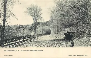 OLD STONE WATERING TROUGH, CLAREMONT, N.H. grey view undivided back, Tuck 1045 - Picture 1 of 2
