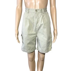 Vintage White Stag Women's Shorts Size XS Khaki High Rise Pleated Cargo Zip-Fly - Picture 1 of 11