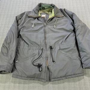 Vintage Mighty Mac Jacket Mens 40 Grey Out O' Gloucester Outdoors Quilted Hood * - Picture 1 of 12