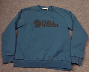 Fjallraven Sweatshirt Mens M Blue Logo Sweater Graphic Crewneck Cotton Pullover - Picture 1 of 9
