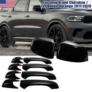Cubierta de espejo negra + cubiertas de mango de 4 puertas para Jeep Grand Cherokee para Dodge Durango - Imagen 1 de 11