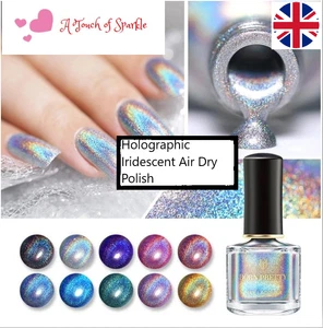 Born Pretty Iridescent Holographic air dry Nail Polish, 5 Colours. UK stock .