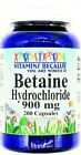900mg Betaine Hydrochloride HCI 200 Capsules
