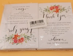 50pc Floral Thank You Placecards Newlyweds Wedding Appreciation - Picture 1 of 3
