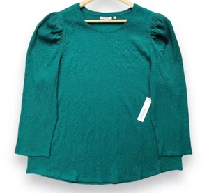 Nuevo con etiquetas Top Chico’s tejido texturizado manga romántica verde azulado talla grande XXL - Imagen 1 de 4
