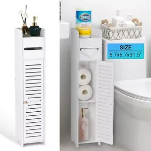 Toilet Paper Holder Stand for Small Bathroom Storage Cabinet Bathroom Organizer - Picture 1 of 8