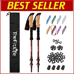Lightweight 7075 Aluminum Trekking Poles with Cork Grips - Adjustable Hiking ... - Picture 1 of 8