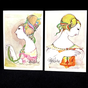 Bjorn Wiinblad Mid Century Mod Danish Art Post Cards Ballerina Hairstyles - Picture 1 of 8