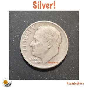 Moneda de diez centavos Roosevelt de Estados Unidos - 90 % plata constitucional "basura" - Imagen 1 de 2