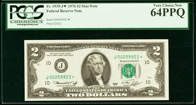 *STAR* 1976 $2 Kansas City FRN  PCGS 64 PPQ Fr 1935-J* KEY - Image 1 of 2