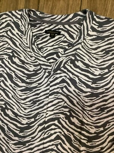 Donna Karan Gown Women’s Size Large Side Slit 3/4 Sleeve Long Length Zebra Print - Picture 1 of 9
