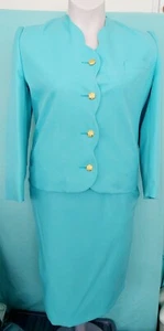 Ladies / Women's 2 Piece Lined Skirt Suit Plus Size 22 Turquoise Blue Brand New - Picture 1 of 13