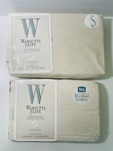 Wamsutta Elite Sensuous 250 TC 100%Cotton Full Flat & Fitted Sheet Set Beige New