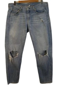 Rag & Bone Size 11 Light Blue Wash Distressed Denim Boyfriend Jeans 29" - Picture 1 of 6