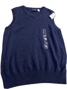 LANDS END Classic Navy School Uniform Kids Cotton Sweater Vest Kids XL 18/20 NEW - Picture 1 of 5