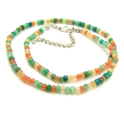 BAILYSBEADS edle Smaragd & Mandarin-Granat Halskette Kette Radform neu HV096 - Bild 1 von 2