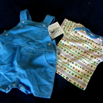 UNDER THE NILE 100% 有机棉两件套 -- 3-6 MO.--男孩--全新带标签 — 第 1/4 张图片