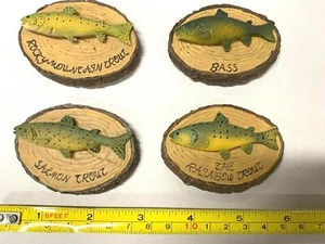 Fish Refrigerator Fridge Magnets Set 4 Rocky Mountain Rainbow Trout Salmon Bass - Picture 1 of 5