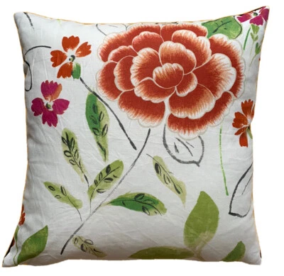 Manuel Canovas Cushion Cover Mathilda Linen Floral Fabric Artistic Paint 16-24” - Image 1 of 2