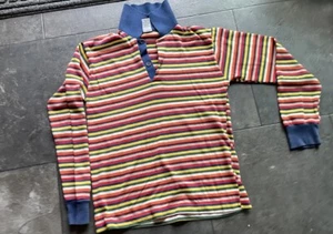Vintage Rob Roy Boys Striped Long Sleeved Top with Collar Henley 1970s Size 12 - Picture 1 of 5