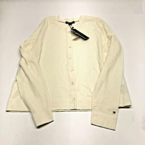 EXTRA LARGE IVORY TOMMY HILFIGER LUXURY WOOL CARDIGAN WOMEN'S SWEATER FREE SHIP - Picture 1 of 7