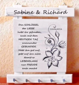 Schlüsselbrett Geschenk zur Hochzeit f. Brautpaar Hochzeitsgeschenk Geldgeschenk - Bild 1 von 1