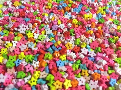 200 pcs mini colorful star buttons  2 holds  Embellishments size 3 mm No 9 - Image 1 of 3