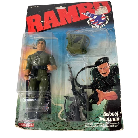 Sealed Vintage Rambo COLONEL TRAUTMAN Coleco Figure 1986 - Damaged Packaging Cover
