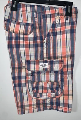Pantalones Cortos Carga Lee Dungarees Talla 10 Regular con Cintura Ajustable a Cuadros Azul/Naranja Foto 1 de 3
