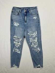 AMERICAN EAGLE CURVY MOM JEANS WOMEN 4 STRIGID DISTRESSED RELAXED TAPERED FIT - Picture 1 of 15