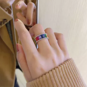 Women Cut Rings Rainbow Cut Rings Cz Rings - Picture 1 of 11