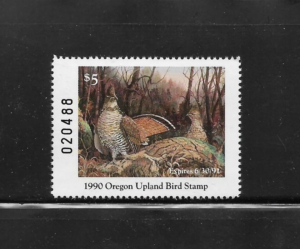 State Hunting/Fishing Revenues: OR 1990 Upland Game Bird Stamp ORUB-1 ($5); MNH - Image 1 of 1