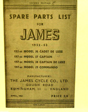 1952-1953  James  Spare Parts  List for models 122cc j6-197cc J7-197 J8&J9 2nd E