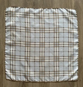 Burberry Silk Scarf Nova Check Classic Grey Blue 47x47 cm Vintage - Picture 1 of 11
