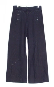 Vintage US Navy Sailor Blue Wool Cracker Jack Button Front Flare Leg Pants 31x29 - Picture 1 of 12