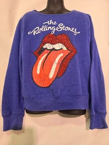 Youth Rolling Stones Classic Tongue Blue Sweatshirt Size Medium Bravado Brand - Picture 1 of 10