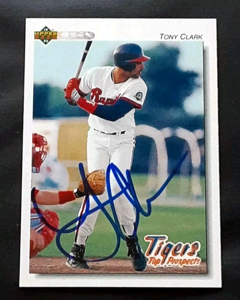 Tarjeta de béisbol de novato de la cubierta superior firmada autografiada por Tony Clark Tigers 1992  Foto 1 de 1