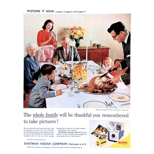 1961 Print Ad Kodak Brownie Starmite Camera 11x14 Thanksgiving Holiday Dinner - Picture 1 of 3
