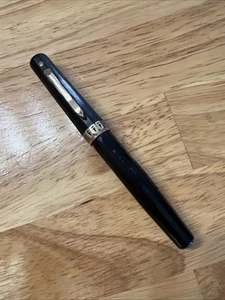 Penna stilografica vintage Wahl Eversharp nera a fascia art deco - oro 4k dorico - Foto 1 di 12