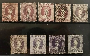BAHAMAS QV CHALON BRIEFMARKEN LOT (9 Briefmarken) 1861 bis 1898 - Bild 1 von 11