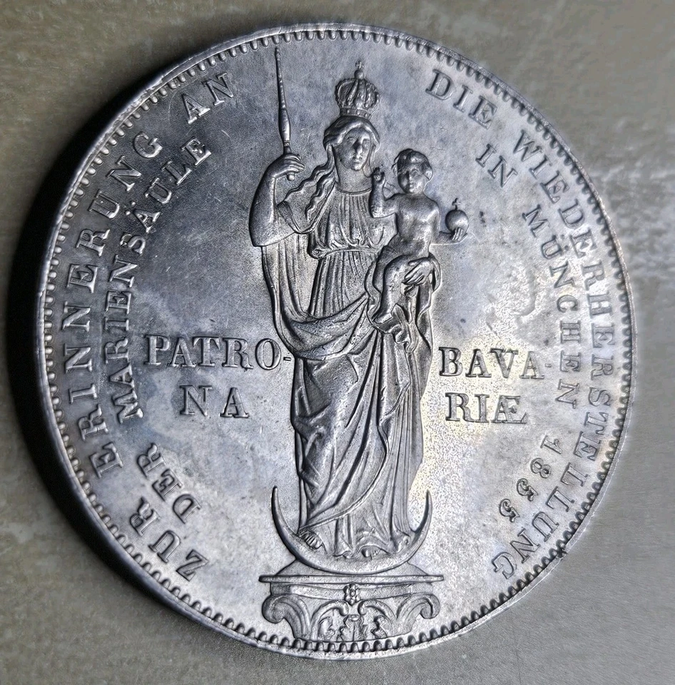 1855 Germany Bavaria 2 Gulden 1 Thaler Maximillian II UNC MS BU Uncirculated 848 - Image 1 of 4