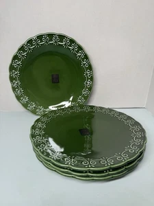 New! Maioliche Jessica Made in Italy Christmas Dinner Plates 11" Holiday Green - Picture 1 of 1