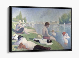 GEORGES SEURAT, BATHERS AT ASINERES -FLOATER EFFECT FRAMED CANVAS ART PRINT - Picture 1 of 12