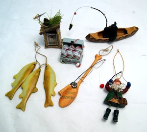 Lot Fisherman Christmas Ornaments Outdoors Fishing Santa, Beer, Fish & MORE READ - Foto 1 di 11