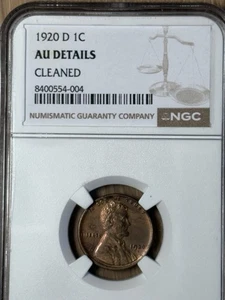 1920 D Lincoln Cent AU Details - Picture 1 of 3