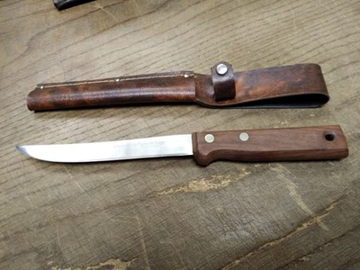 Cuchillo de cocina de colección Imperial con borde de diamante acero inoxidable madera 11" con funda EE. UU. Foto 1 de 4