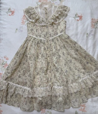 Vtg Gunne Sax Dress Girls SZ 10 Prairie Cottage 70s Lace Pearls Ruffles -Flaws - Image 1 of 4