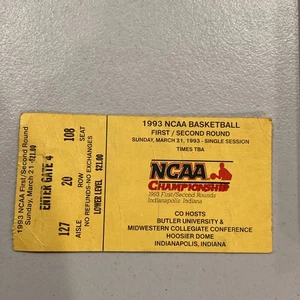 Boleto del torneo de baloncesto de Indianápolis del 21 de marzo de la NCAA 1993 - Imagen 1 de 8